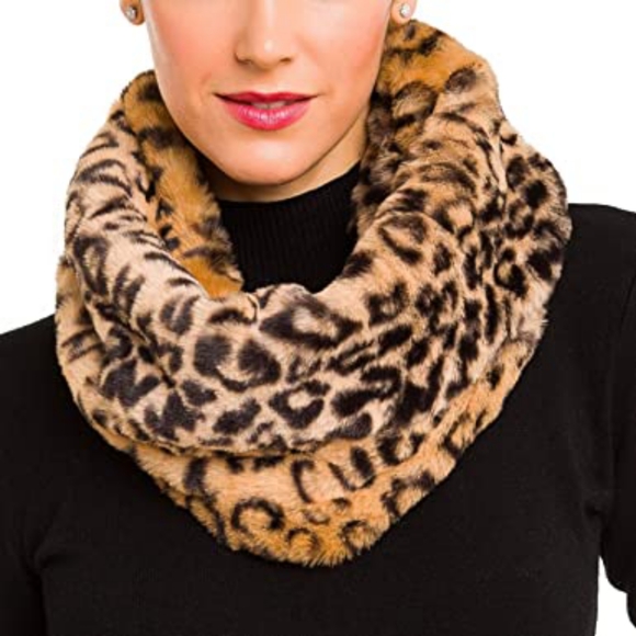 Icing Accessories - LEOPARD Cheetah Fur Scowl Circle Loop Cowl Infinity Neck Scarf by Icing NWT